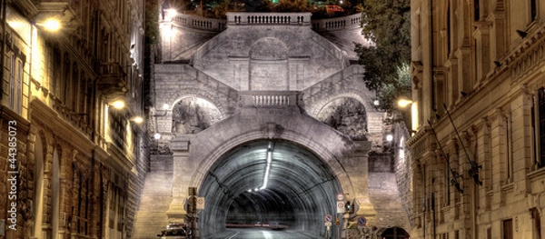 Obraz Night scene, flight of stairs of Scala dei Giganti in Trieste