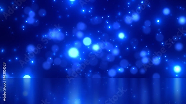 Obraz 清涼感のあるコバルトブルーの海のような空のような幻想的なキラキラしたパーティクルの背景素材　ネイビー　コバルトブルー　青