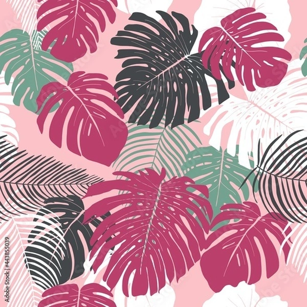 Fototapeta Seamless texture - monstera leaves vector