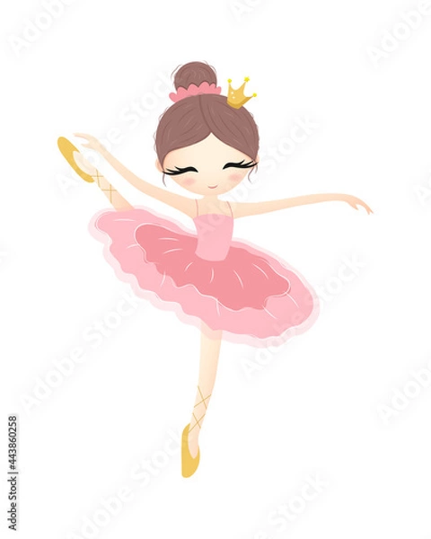 Obraz Cute ballerina isolated on white background. Vector illustration