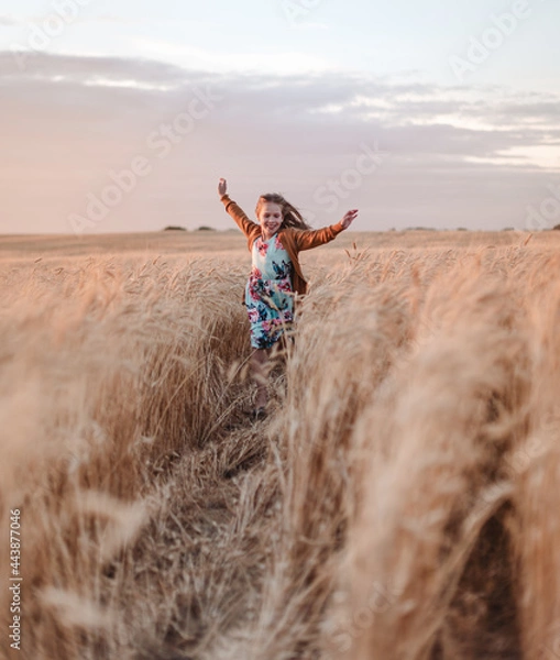 Obraz girl running in the wheat field