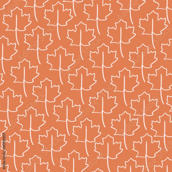 Obraz Fall Orange and White Maple Leaves Seamless Pattern Background.
