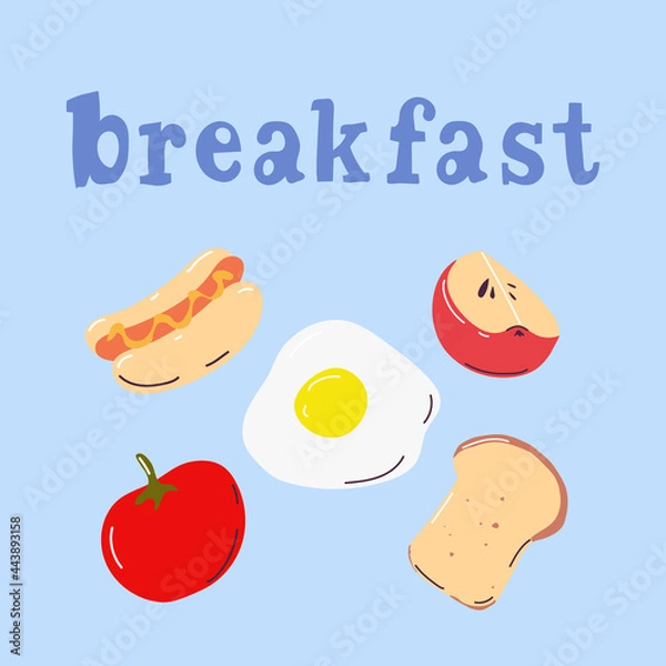 Obraz Vector set of food for breakfast. Healthy eating.