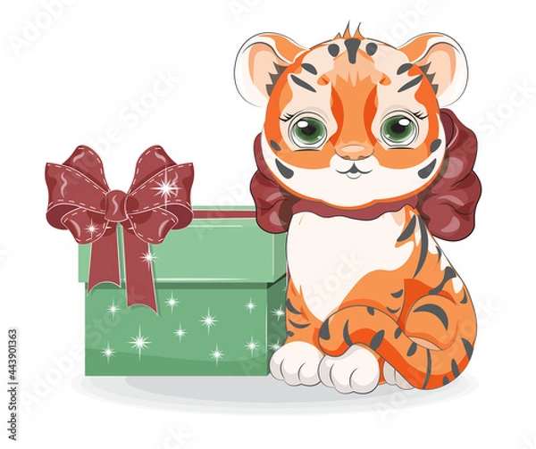Obraz haooy neq year tiger cub with gift
