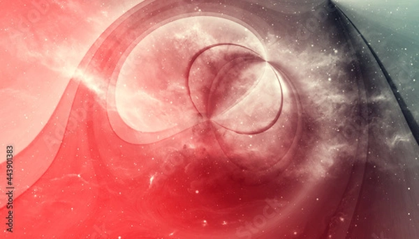 Obraz abstract galaxy in hot and dark red with stars and white universes