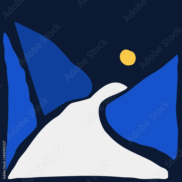 Fototapeta Vector abstract minimalistic landscape. Template for polygraphy, web-design, print