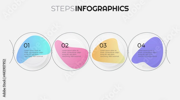 Obraz Vector trendy step by step infographics design. Linear and neomorphism