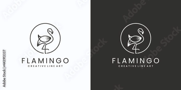 Obraz creative flamingo line logo