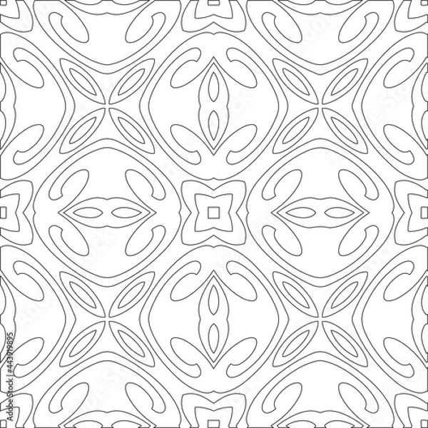 Obraz Vector pattern with symmetrical elements . Modern stylish abstract texture. Repeating geometric tiles from striped elements.Black and white pattern.