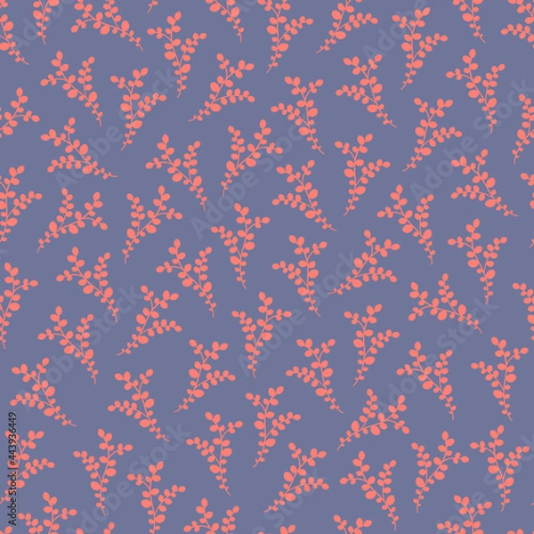 Obraz Pink Foliage Pattern on a Purple Background