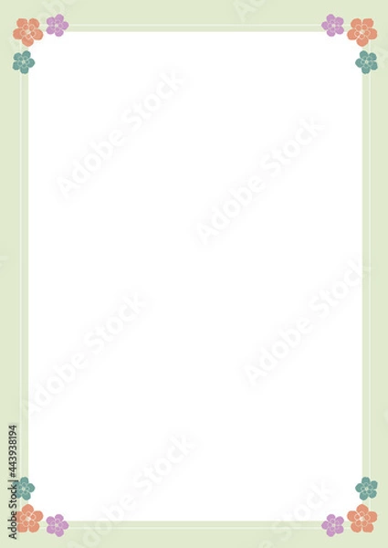 Obraz 파스텔 색상의 꽃무늬가 있는 깔끔한 프레임 배경