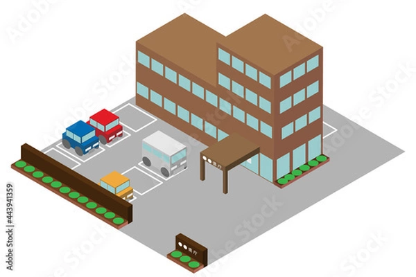Fototapeta アイソメトリックな県庁舎の建物