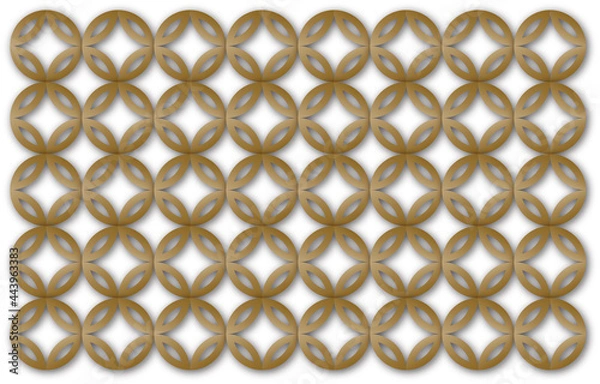 Obraz 背景素材　シンプルな七宝柄の枠　ゴールド