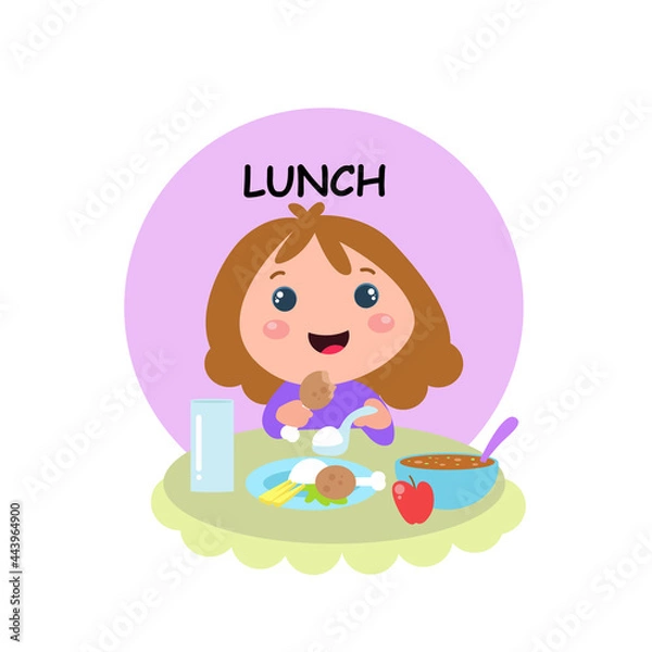 Fototapeta Little girls play. Children's activities.vector template design illustration