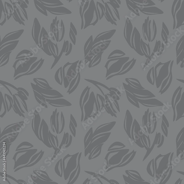Fototapeta Black and White Floral Seamless Pattern Background