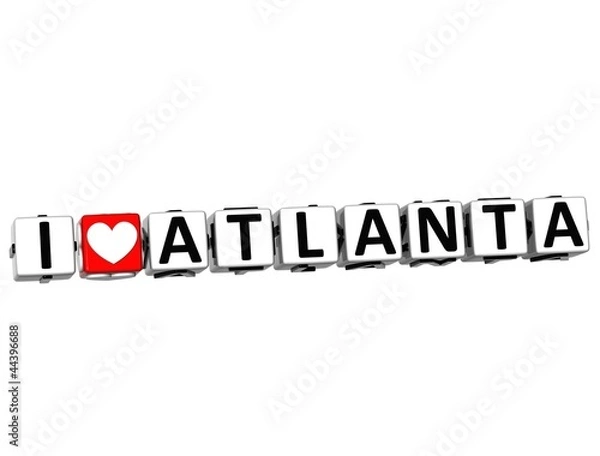 Obraz 3D I Love Atlanta Button Click Here Block Text