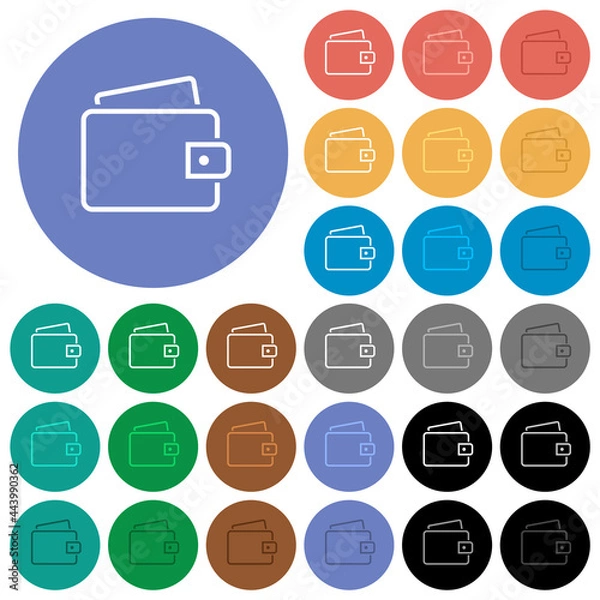 Fototapeta Single wallet outline round flat multi colored icons
