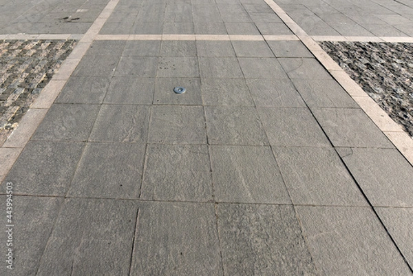 Fototapeta The floor of the city square, the plank of the walkway, the marble, the wood texture background