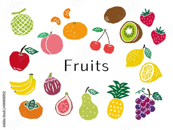 Obraz フルーツ　レトロなかわいいベクターセット