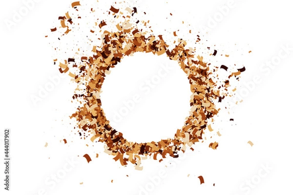 Fototapeta Coffee Color Frame. Chocolate Shades Confetti Isolated On White Background. Digitally Generated Image. Vector Illustration, EPS 10.