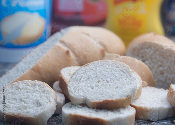Fototapeta Isolated slices of white bread. 
