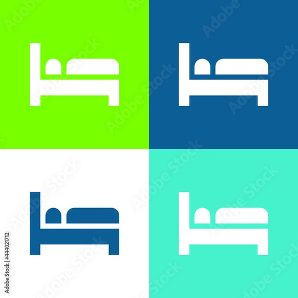 Obraz Bed Flat four color minimal icon set
