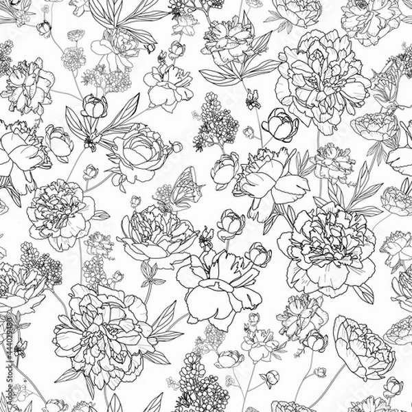 Obraz Peonies with leaves