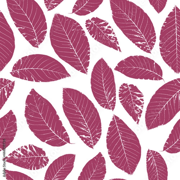 Obraz Vector seamless pattern with pink leaves on white background