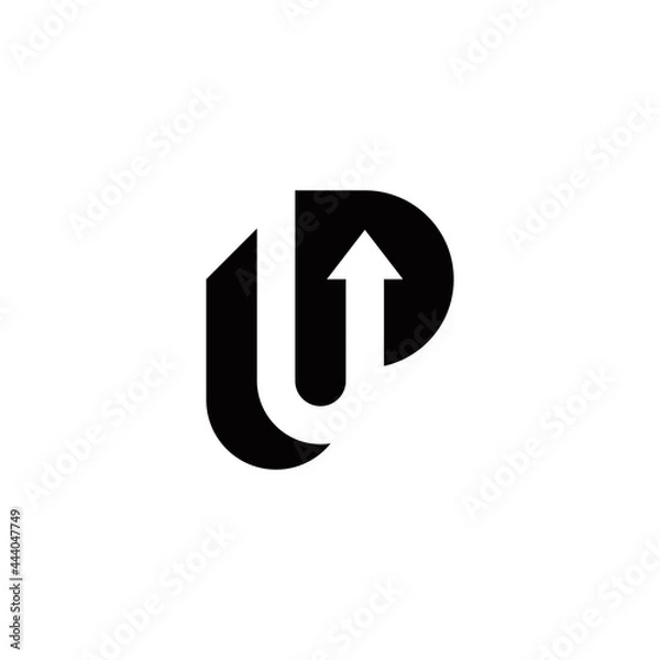 Obraz u p up initial arrow logo design vector template