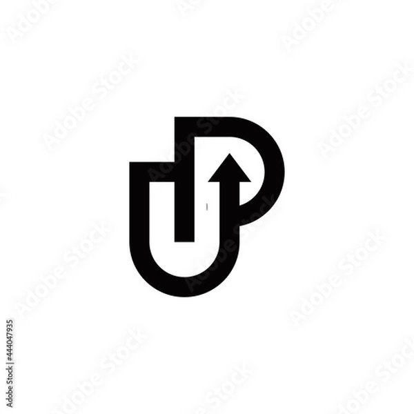 Obraz u p up initial arrow logo design vector template