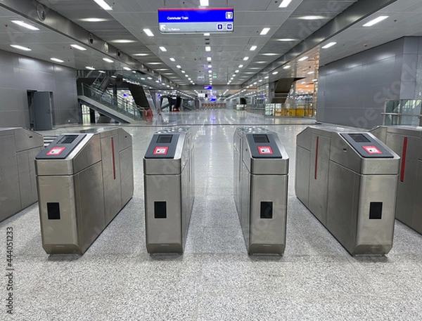 Fototapeta automatic ticket check  at the railway station entrance
