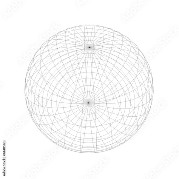 Fototapeta Wireframe of sphere isolated on a white background