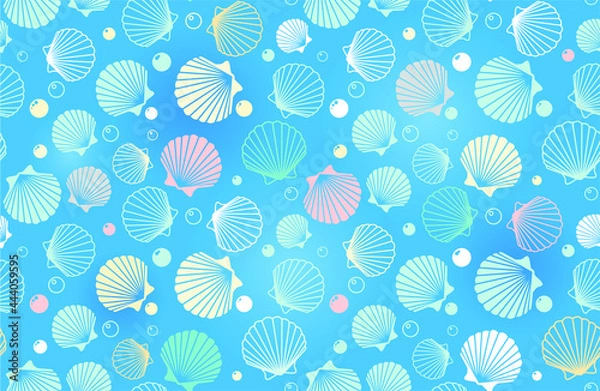 Fototapeta seamless pattern with seashells