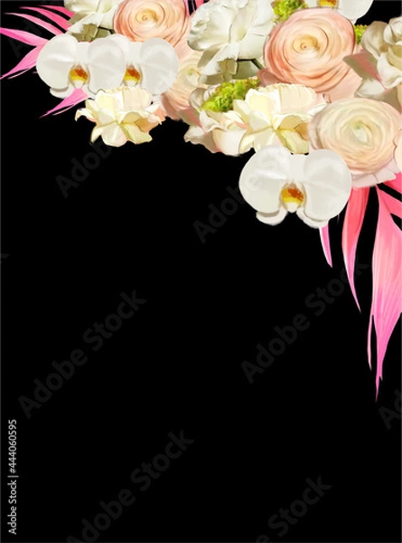 Obraz Frame Flowers Invitations Wedding Banner Sale Rose Orchid Ranunculus Palm