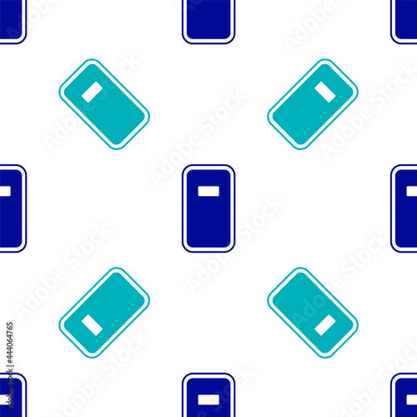 Fototapeta Blue Police assault shield icon isolated seamless pattern on white background. Vector
