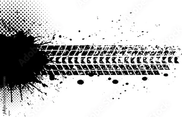 Fototapeta Abstract splatter tire track background