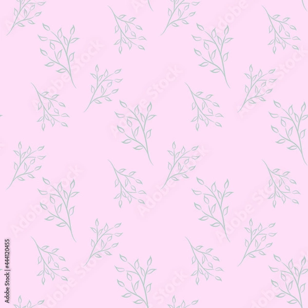 Fototapeta Seamless pattern, gray twigs on a pink background