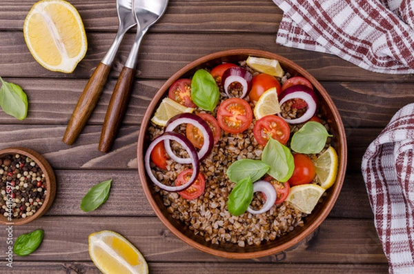Obraz Salad with buckwheat and vegetables