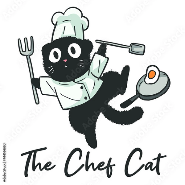 Obraz Illustration of a Cat who is a Chef, funny cute cartoon cat