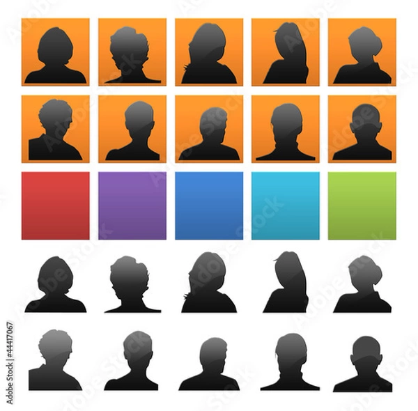 Obraz Set di icone colorate con silhouette di persone
