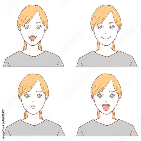 Obraz あいうべ体操大人セット１（シンプルカラー）