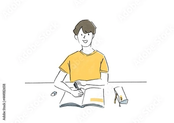 Fototapeta 楽しく勉強をする男性