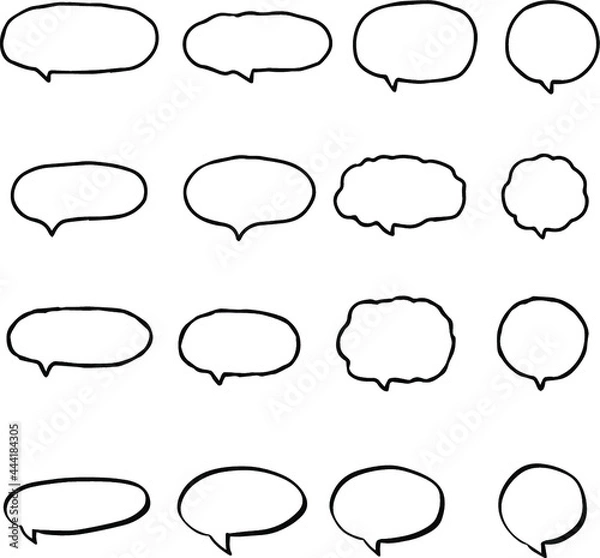 Fototapeta 【イラスト素材】漫画風ふきだし詰め合わせ　白黒