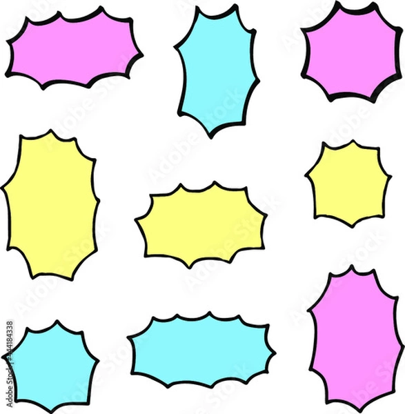 Fototapeta 【イラスト素材】漫画風ふきだし詰め合わせ　叫び・大声　カラフル