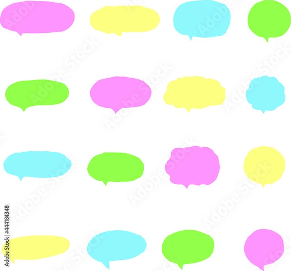 Fototapeta 【イラスト素材】漫画風ふきだし詰め合わせ　カラフルふちなし
