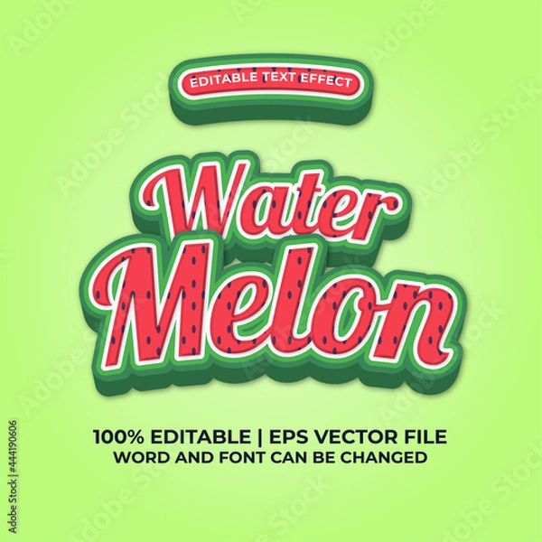 Fototapeta Fresh watermelon editable text effect Premium Vector