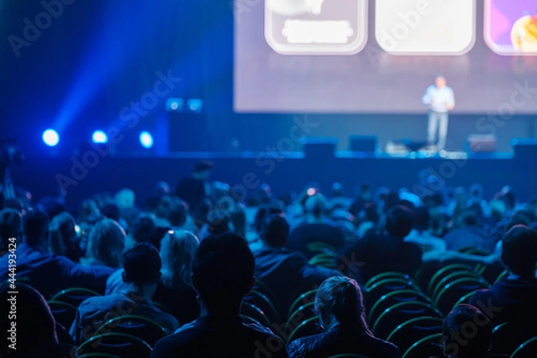 Fototapeta Audience listens lecturer at workshop