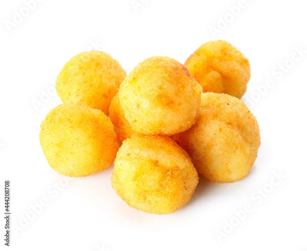 Obraz Fried potato balls on white background
