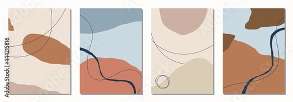 Fototapeta Set of vertical abstract backgrounds or card templates in modern colors, in popular art style