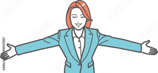 Obraz 両手を広げるビジネスウーマン②　俯瞰